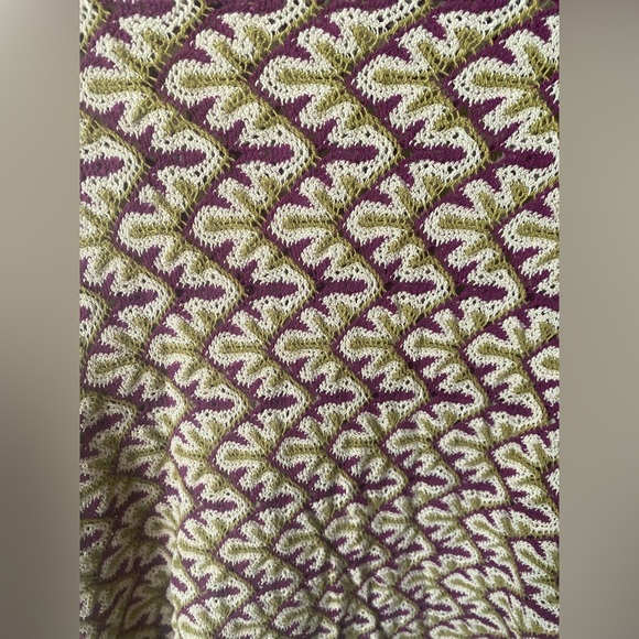 Vintage Green and Pink Knit Lace Top, Size Small/Medium - Picture 3 of 3